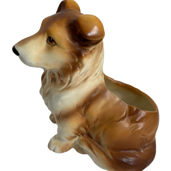 Vintage Collie Sheltie Ceramic Planter Dog Napcoware - Picture 5 of 7